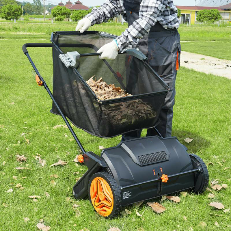 Heavy-Duty Push Lawn Sweeper – Large 3.5 cu. ft. Hopper