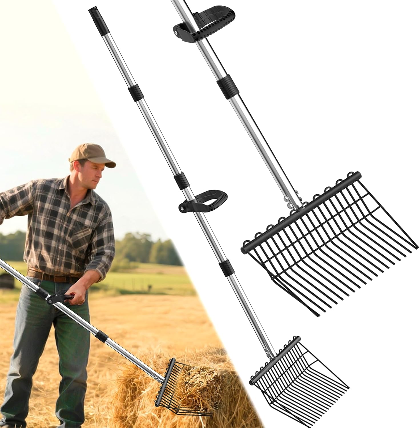 Heavy-Duty Steel Garden Pitchfork – Ergonomic, Adjustable &amp; Multi-Functional