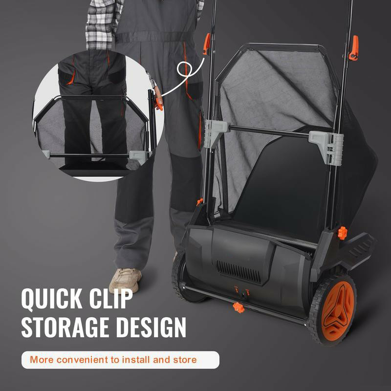 Heavy-Duty Push Lawn Sweeper – Large 3.5 cu. ft. Hopper
