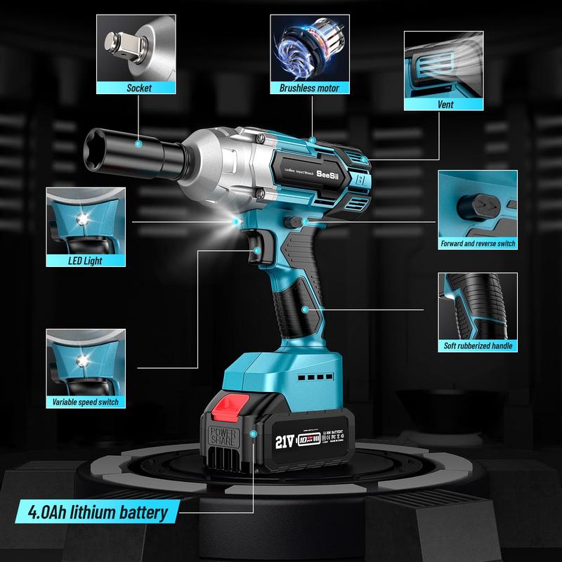 3-in-1 Cordless Brushless Impact Wrench Kit