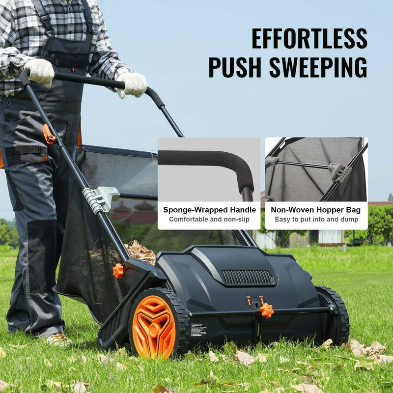 Heavy-Duty Push Lawn Sweeper – Large 3.5 cu. ft. Hopper