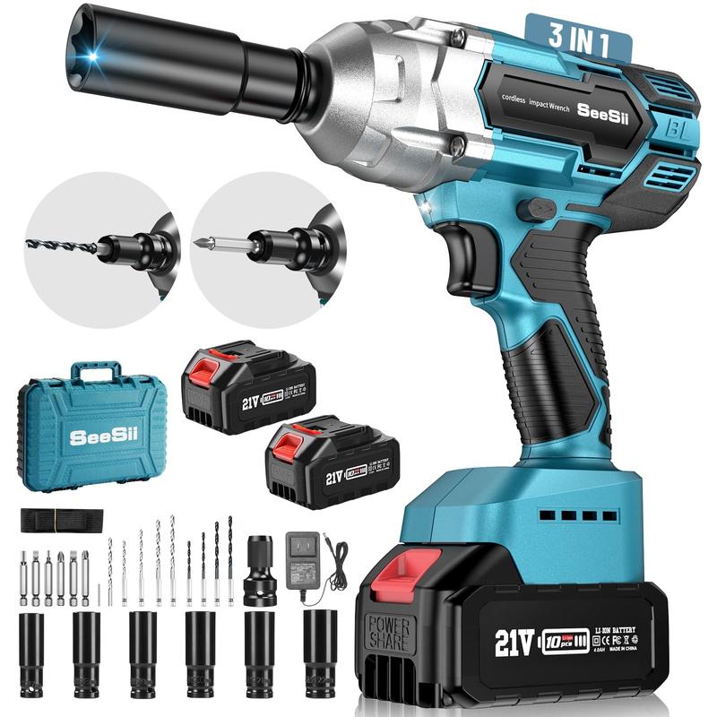 3-in-1 Cordless Brushless Impact Wrench Kit