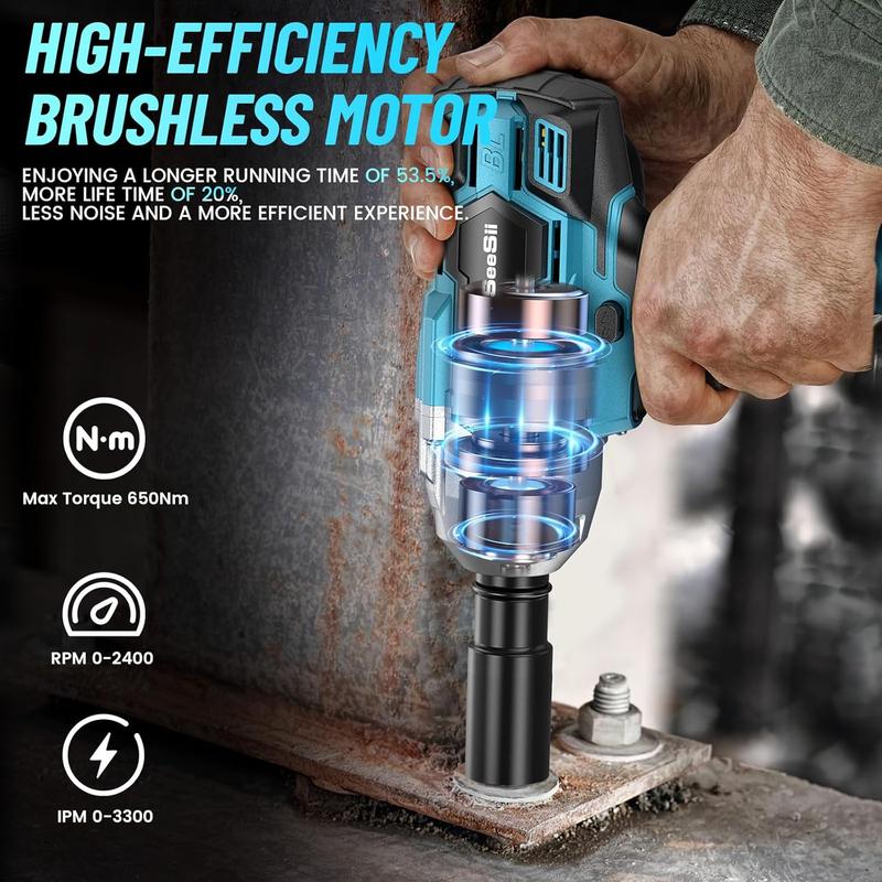 3-in-1 Cordless Brushless Impact Wrench Kit